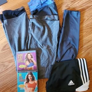 Bundle of exercise bottoms, Medium and DVDs